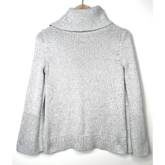 Loft Womens Sweater Knit Turtleneck Bell Sleeve Pullover Light Grey Size XS - Picture 2 of 10